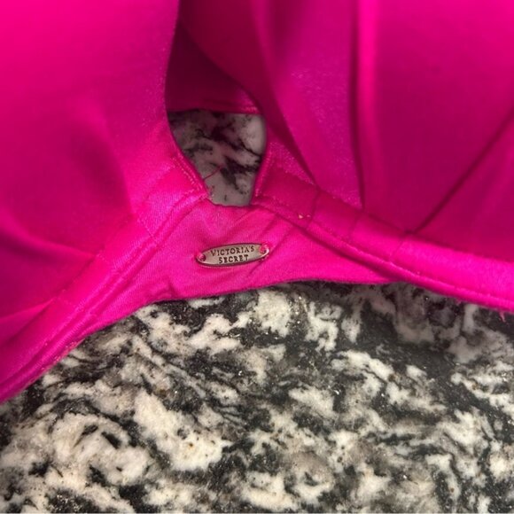 Hot Pink Push-Up Bra with Gold Accents - Picture 2 of 5